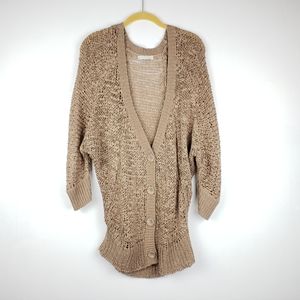 Hinge Cardigan Sweater Tan Size Small